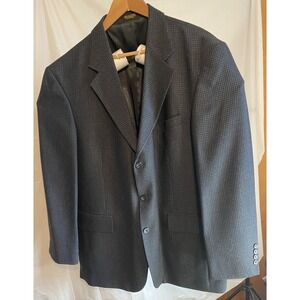 Men's Oscar De La Renta Wool Suit Jacket- Gray/ Black Tiny Houndstooth- Size 44R